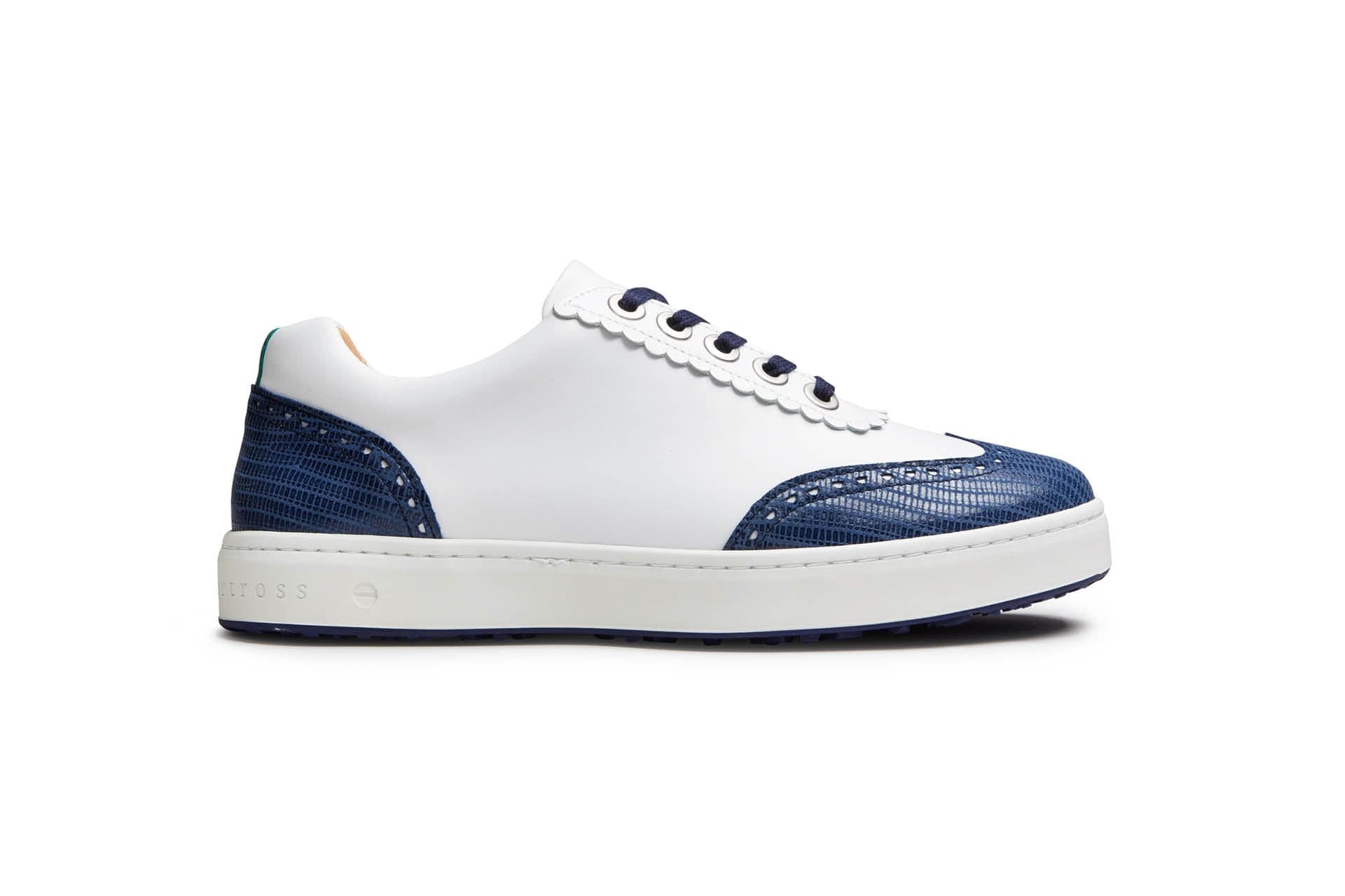 Primrose White/Navy | Women's Spikeless Golf Shoe | Royal Albartross Primrose White/Navy