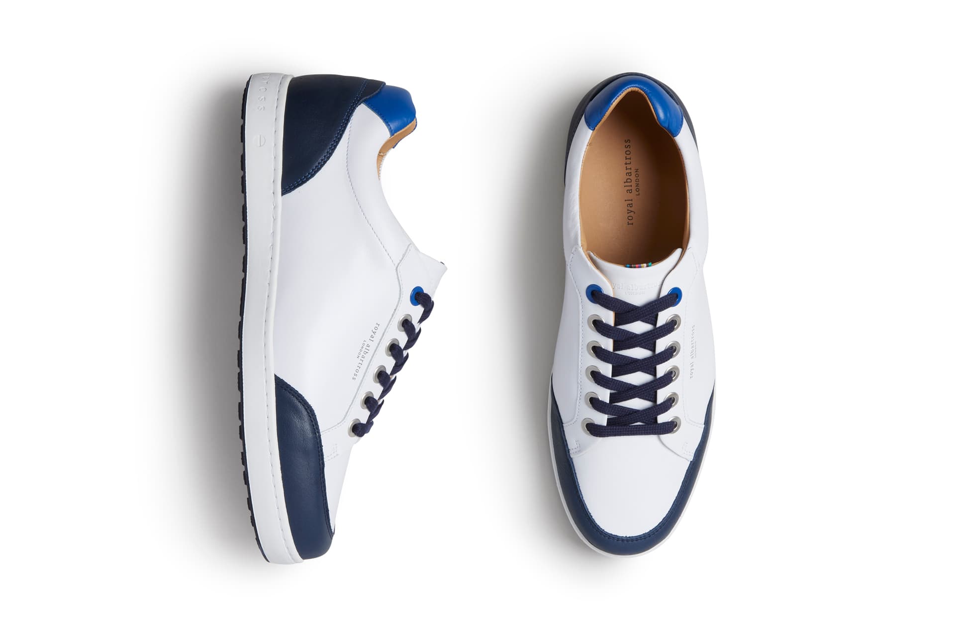 Northcote White/Navy | Men's Spikeless Golf Shoe | Royal Albartross Northcote White/Navy