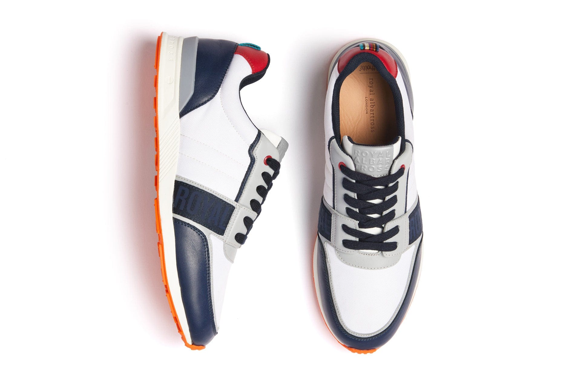 Strider Lite White/Navy | Men's Hybrid Golf Shoe | Royal Albartross Strider Lite White/Navy