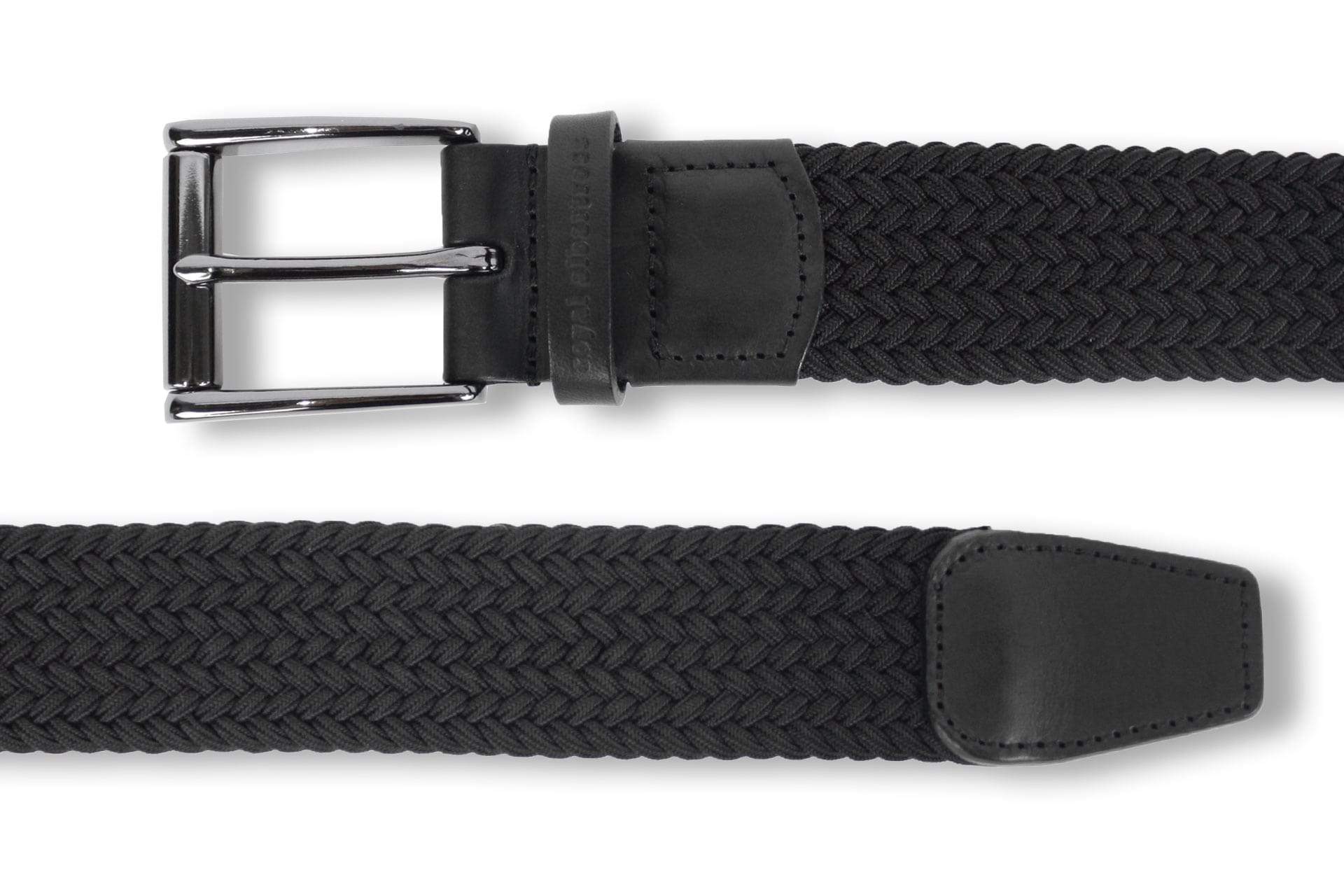 Men's Woven Belt | Easy Fit Black Golf Webbing | Royal Albartross Balzo Black