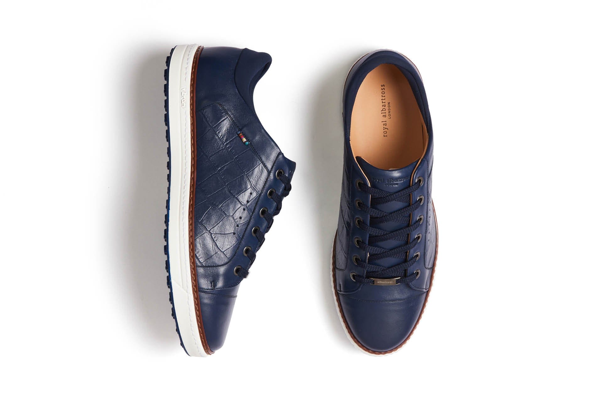 Bond Navy Men's Spikeless Golf Shoe | Faux Croc Leather | Royal Albartross Bond Navy