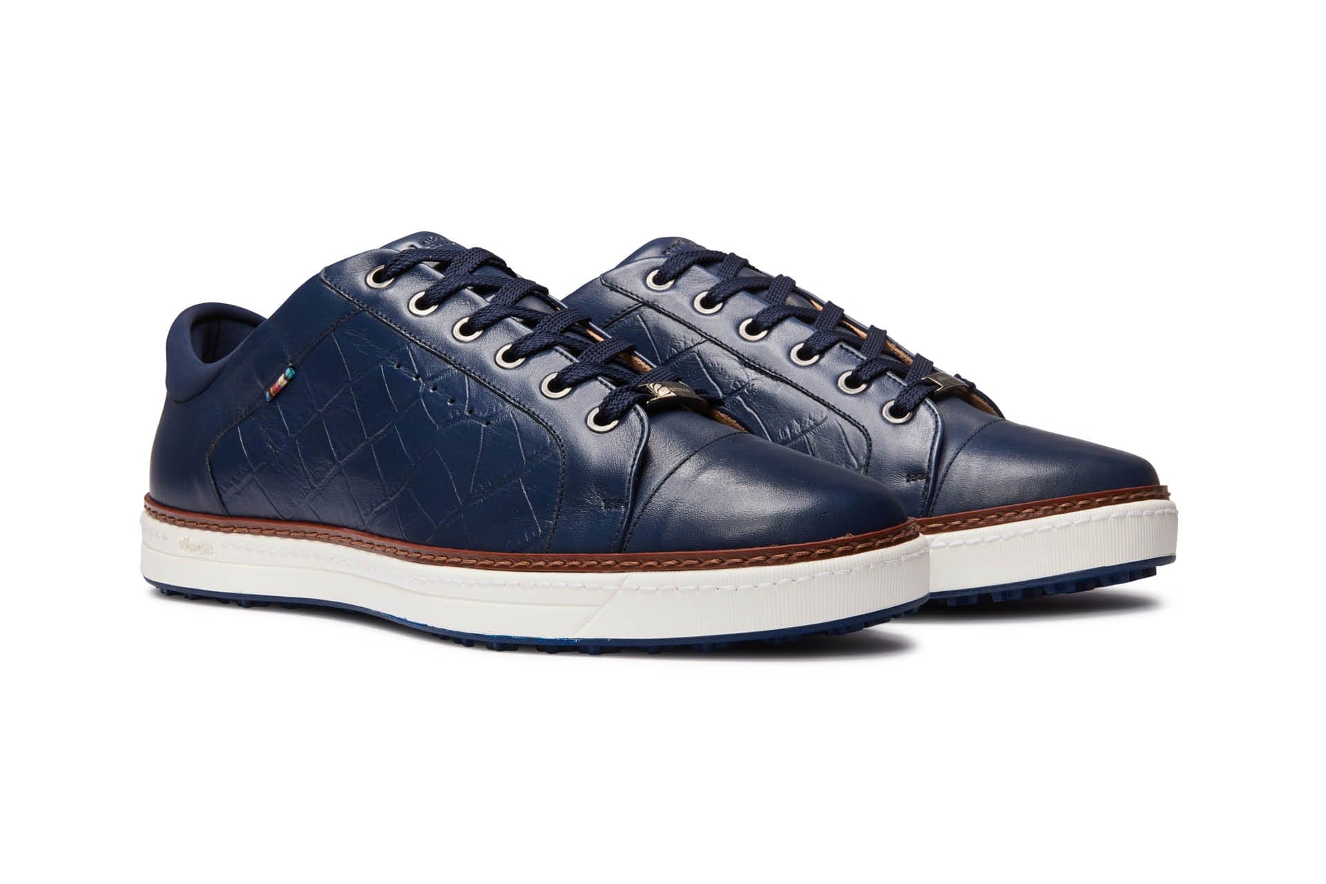 Bond Navy Men's Spikeless Golf Shoe | Faux Croc Leather | Royal Albartross Bond Navy