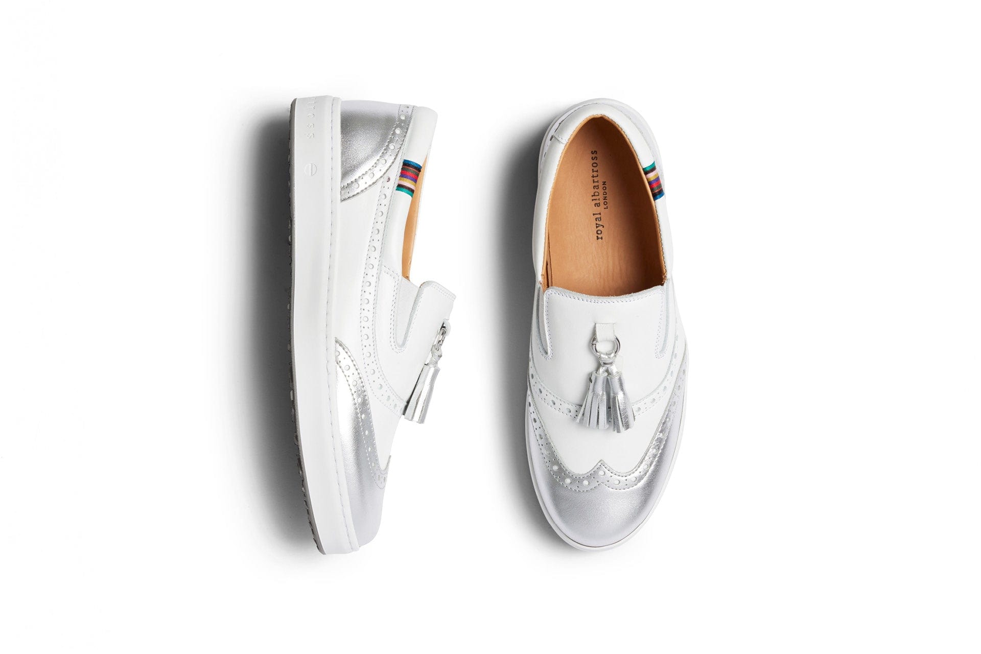 Grace White/Silver | Women's Golf Slip on Shoe | Royal Albartross Grace White/Silver