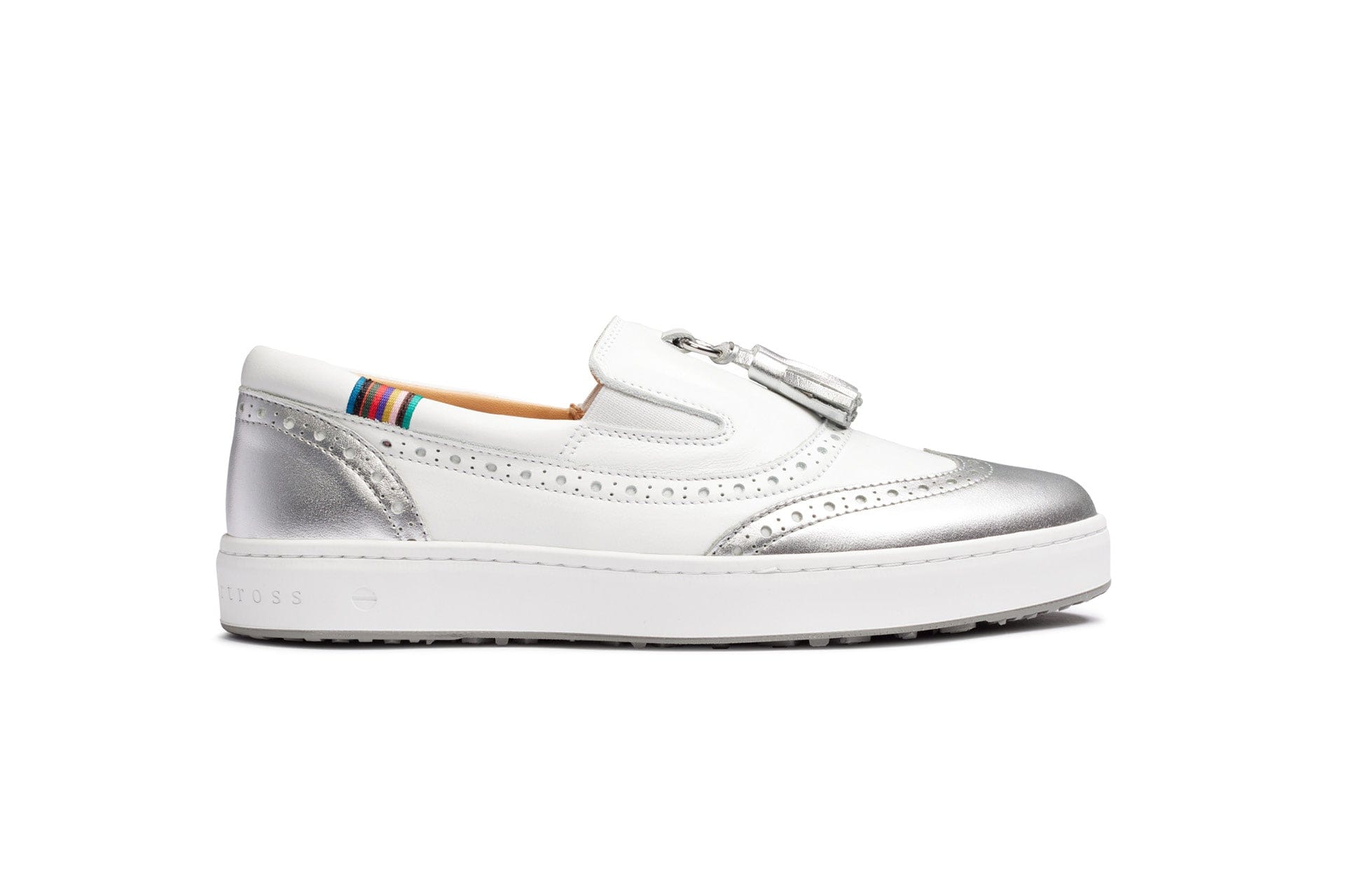 Grace White/Silver | Women's Golf Slip on Shoe | Royal Albartross Grace White/Silver