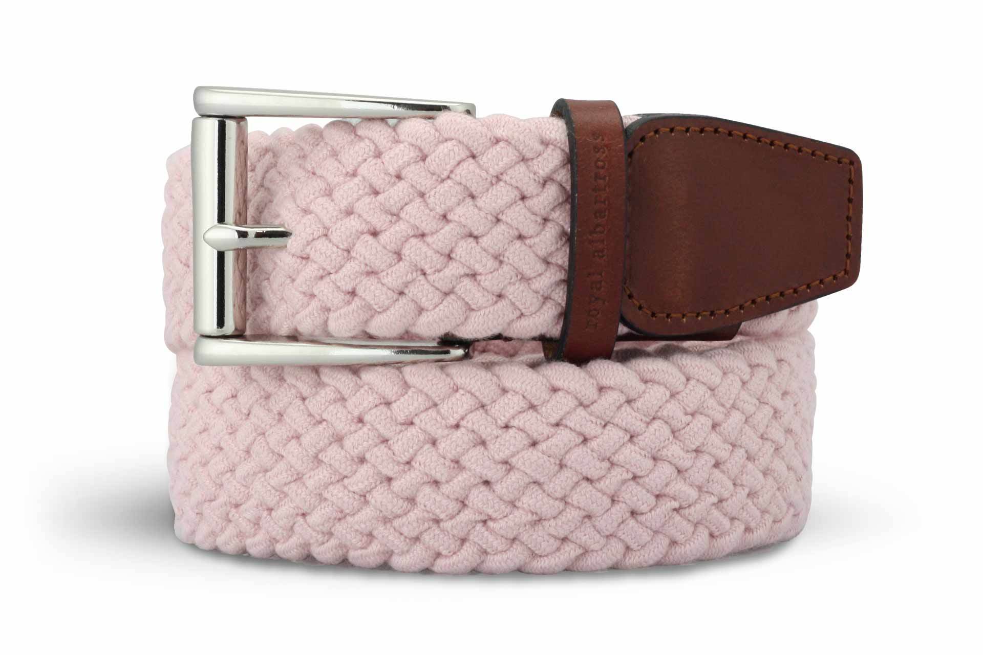 Men's Woven Golf Belt | Easy Fit & Stylish - Pink | Royal Albartross Balzo Miami