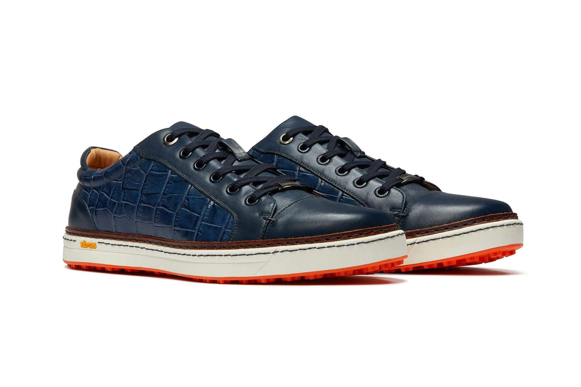 Men's Spikeless Golf Shoe | Faux Blue Croc Leather | Royal Albartross Club Croco Blue