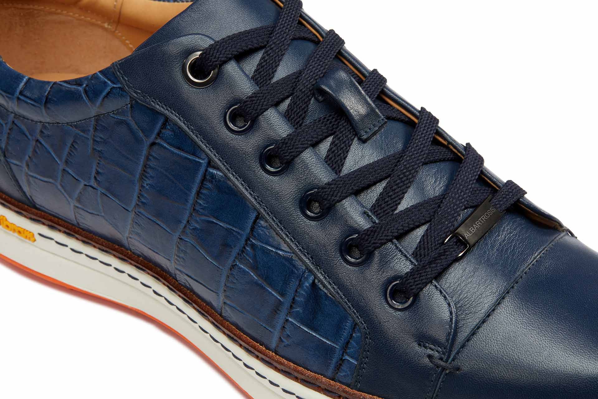 Men's Spikeless Golf Shoe | Faux Blue Croc Leather | Royal Albartross Club Croco Blue