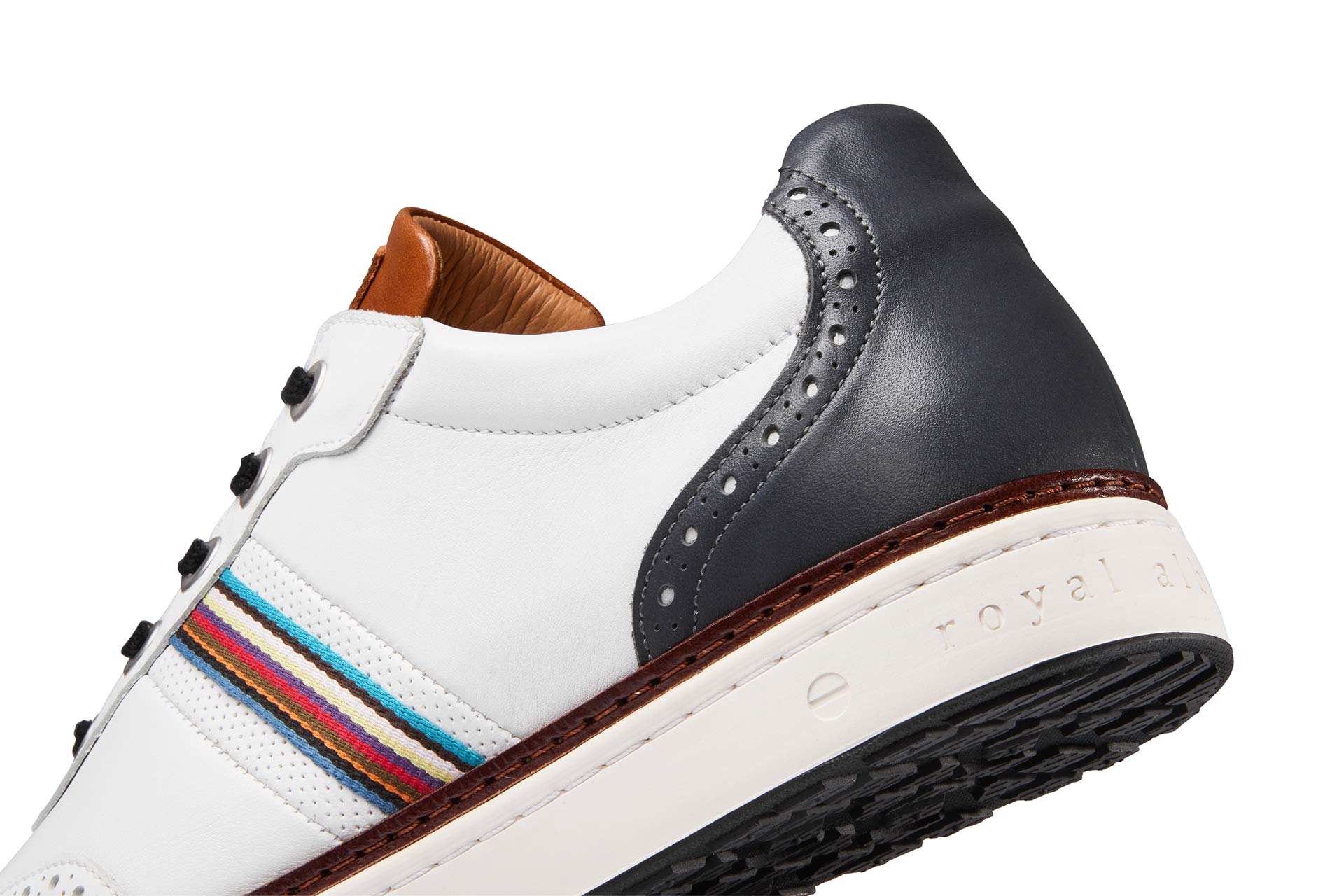 Kingsman White/Carbon Wing-tip Men's Spikeless Golf Shoe | Royal Albartross Kingsman White/Carbon
