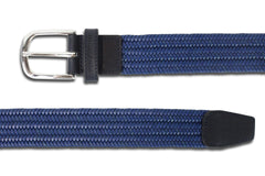 Men's Woven Leather Belt | Easy Fit Blue Webbing | Royal Albartross The Beaumont Blue