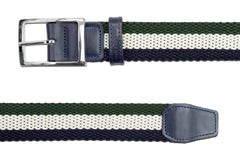 Men's Reversible Woven Belt | Green, White, Blue | Royal Albartross The Ryder Green