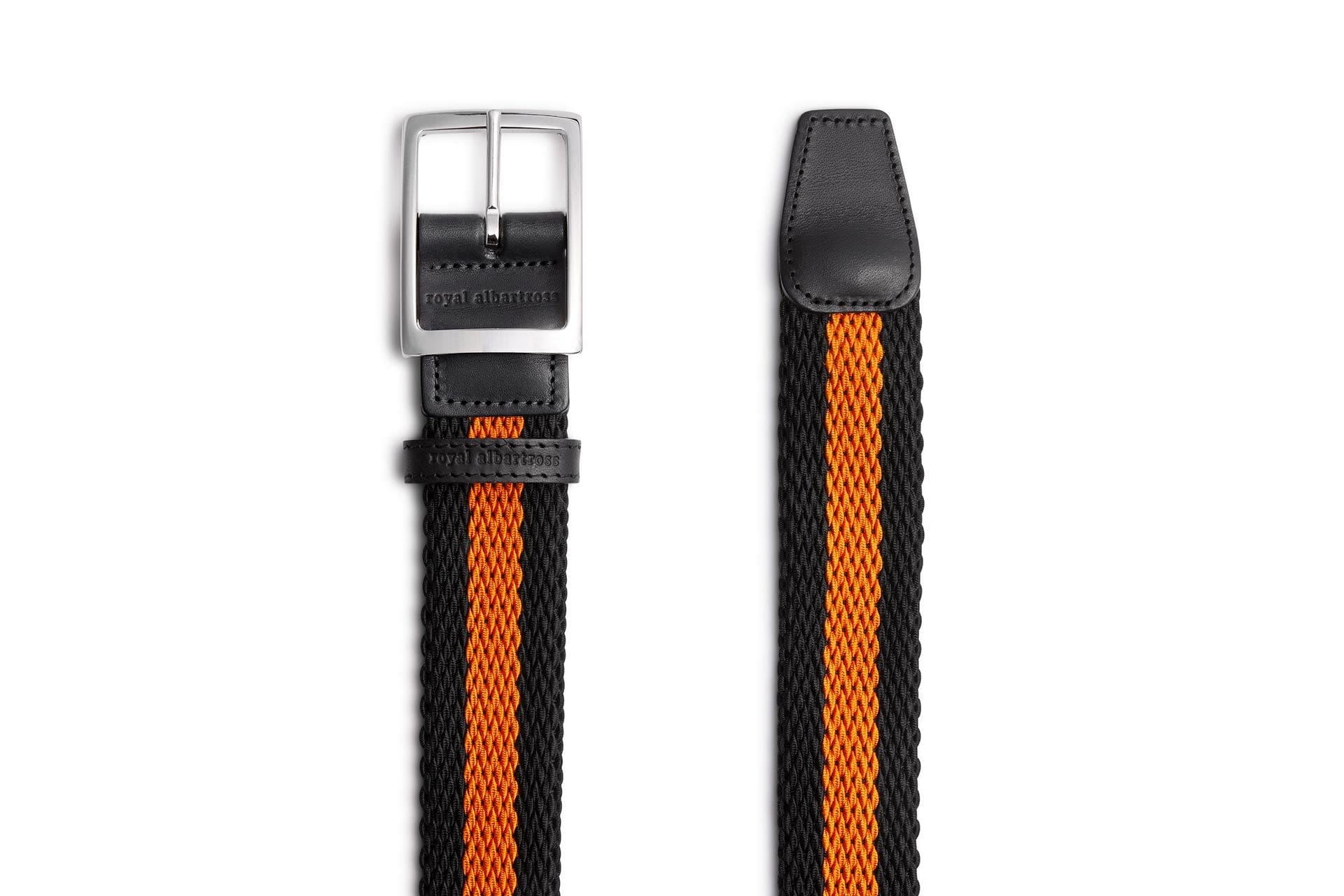Men's Woven Golf Belt, Oxford Black/Orange