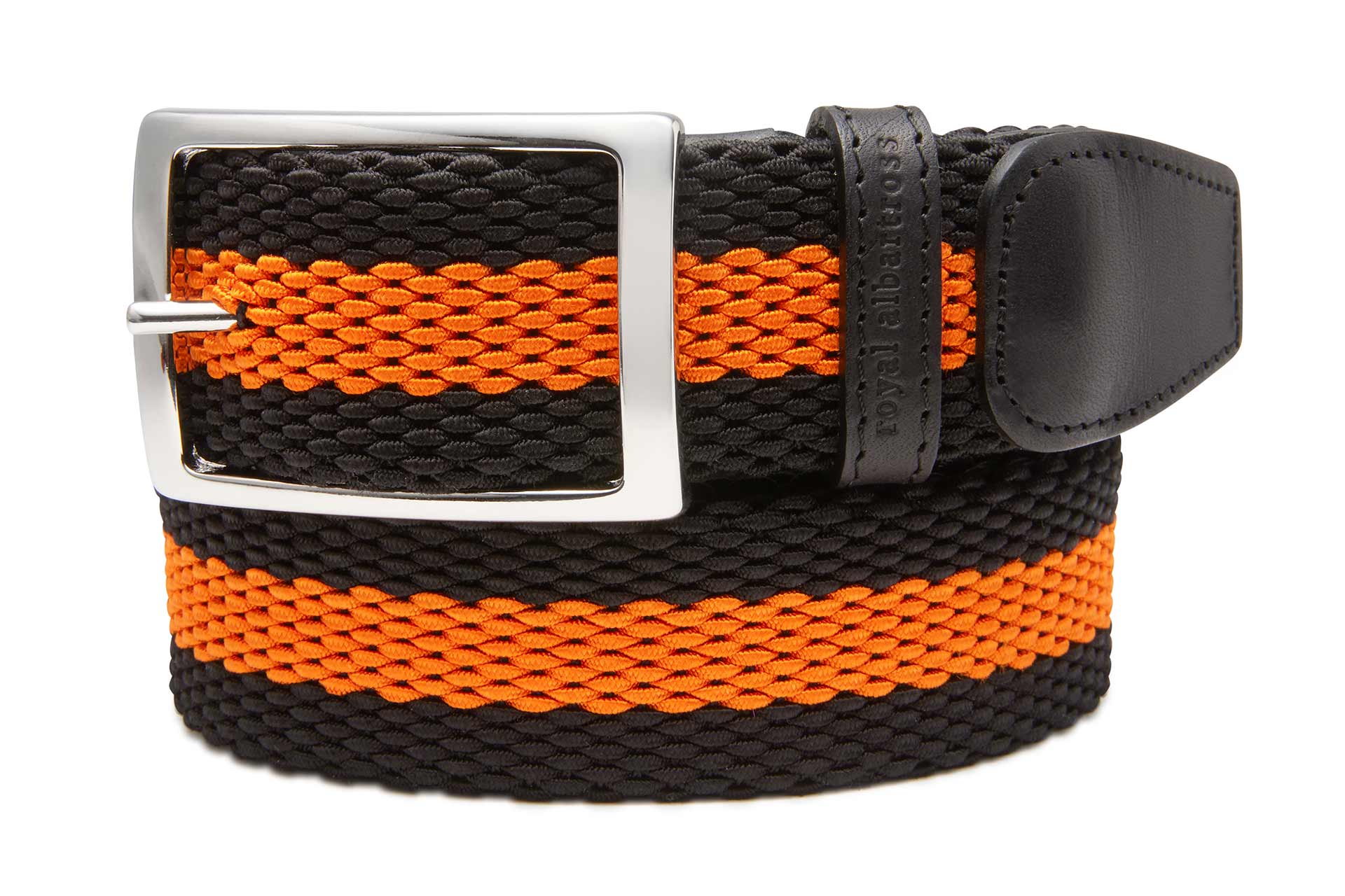 Men's Woven Golf Belt | Oxford Black/Orange | Royal Albartross Oxford Black/Orange