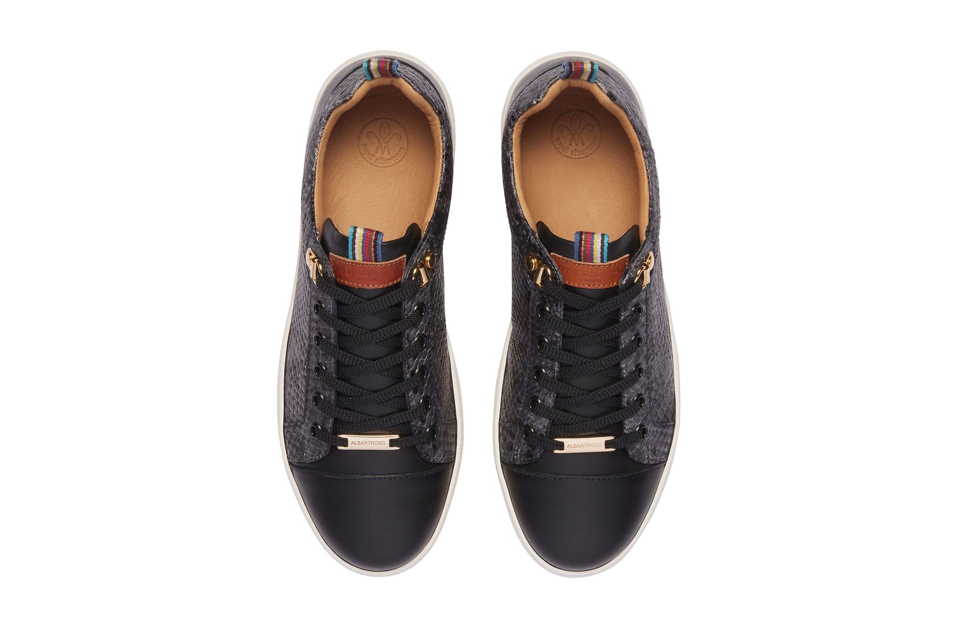 Women's Fashionable Golf Shoe | Black Faux Python | Royal Albartross Sahara Black