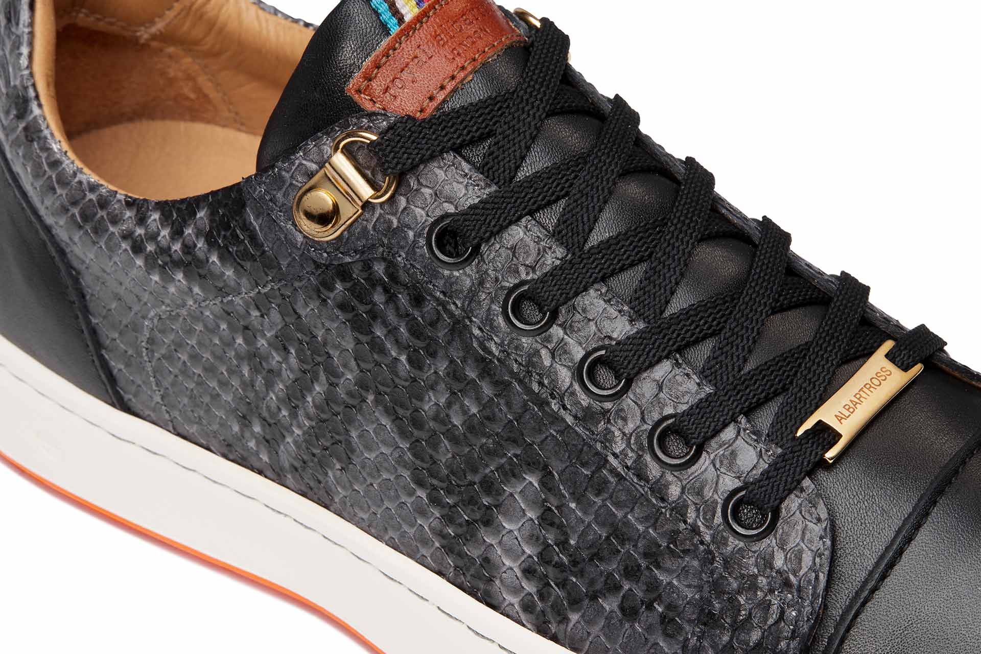 Women's Fashionable Golf Shoe | Black Faux Python | Royal Albartross Sahara Black
