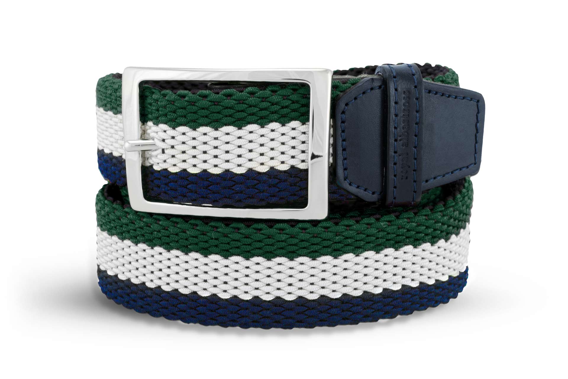 Men's Reversible Woven Belt | Green, White, Blue | Royal Albartross Ryder Green