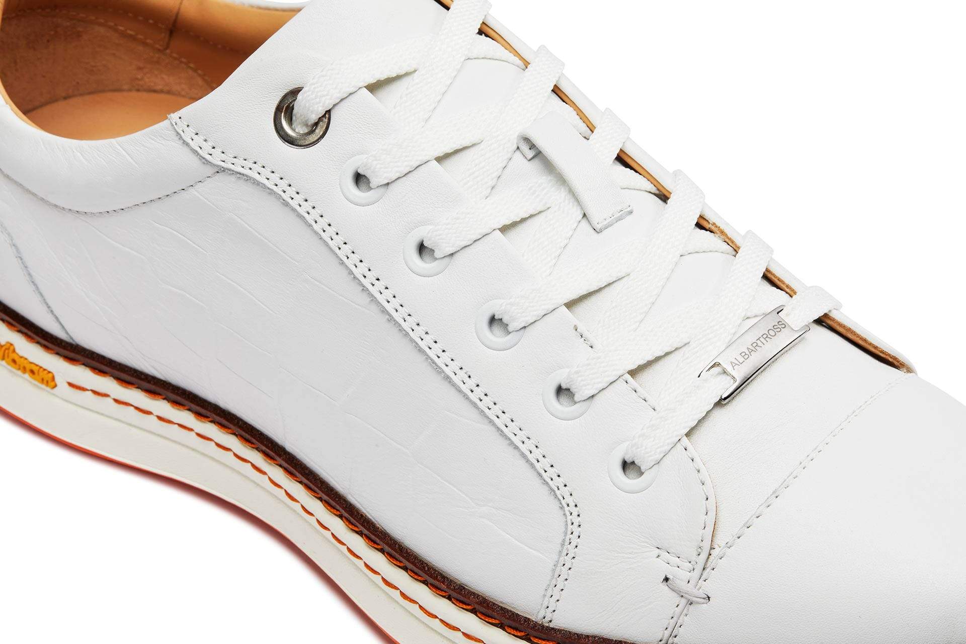 Men's Spikeless Golf Shoe | Faux White Croc Leather | Royal Albartross Club Croco White