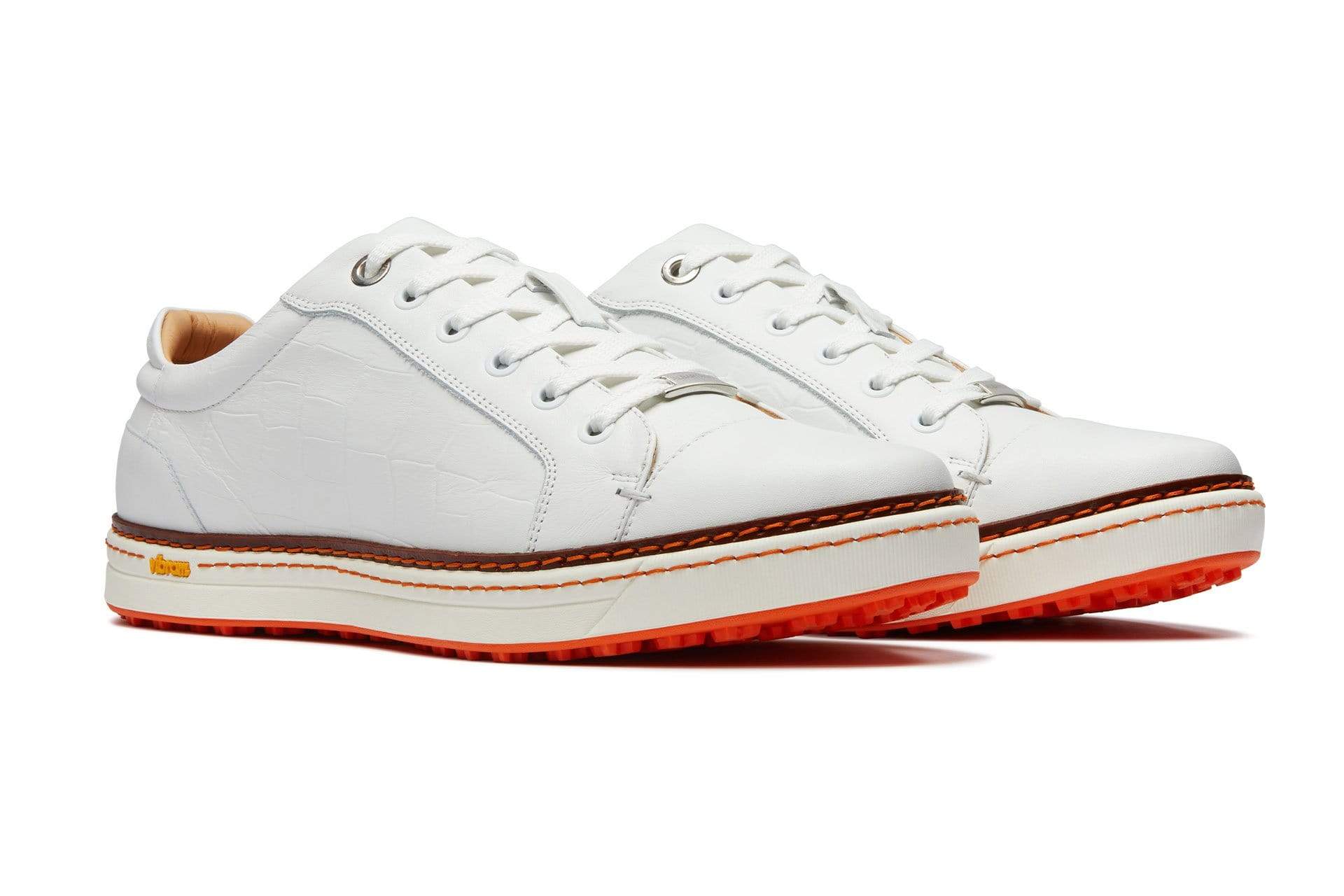 Men's Spikeless Golf Shoe | Faux White Croc Leather | Royal Albartross Club Croco White