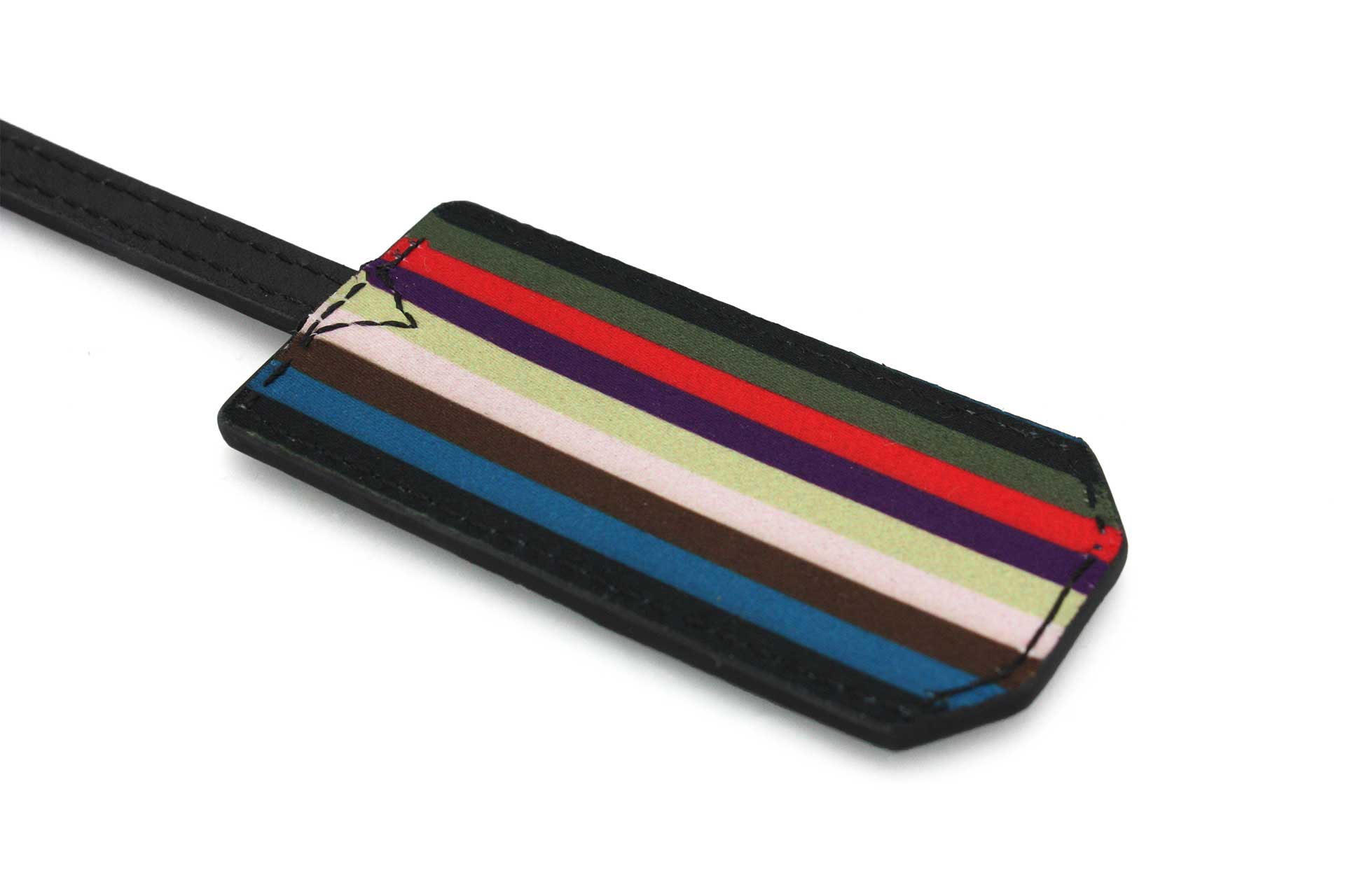 Luxury Leather Luggage Tag  | Italian Striped Leather  | Royal Albartross The Traveller Bardot