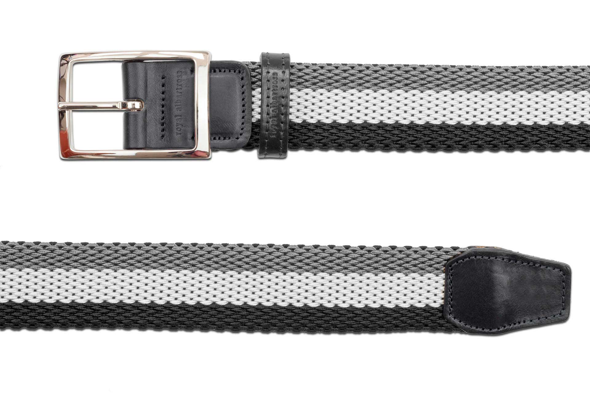 Men's Reversible Woven Belt | Gray, White & Black | Royal Albartross Ryder Black